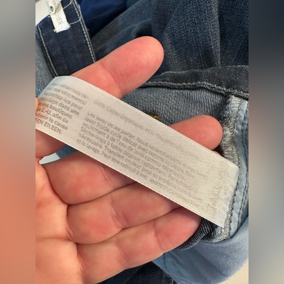 EILEEN FISHER Organic Cotton Denim Jeans Mid Rise Straight Bootcut Leg Dark Wash - Picture 7 of 8